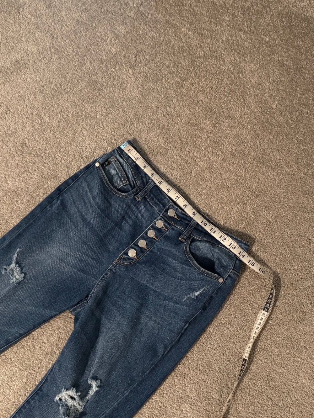 Judy Blue High Rise Button Fly Destructed Medium Wash Jeans Size 7/28 (28x32) - Picture 10 of 13